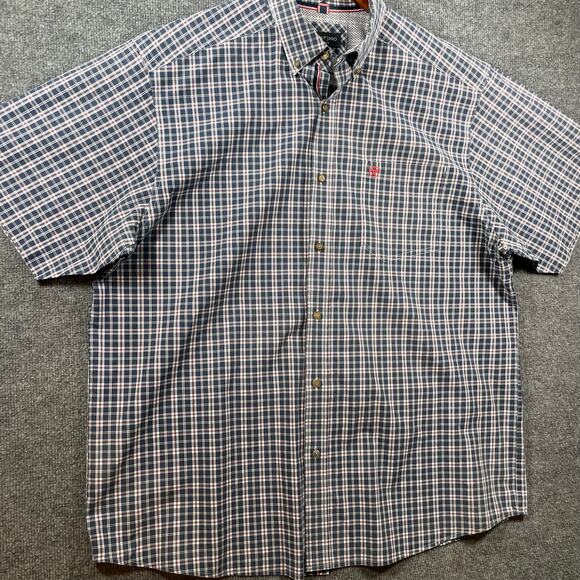 Ariat Pro Series Button Down Shirt Men's XL Blue/Red Plaid SS Western Cowboy - Picture 3 of 11